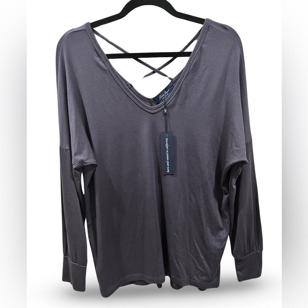 Laila Jayde Crisscross Back Long‎ Sleeve Oversized Tee Small Lounge Casual Comfy